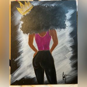 Handmade painting of A Natural Black Beauty Goddess